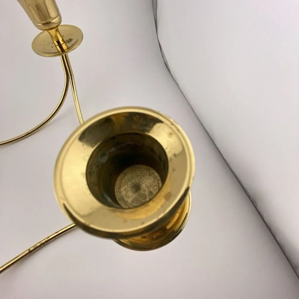 Vtg Partylite Modern Brass Candelabra 4 Taper Candle Holder Centerpiece MCM - Picture 4 of 11